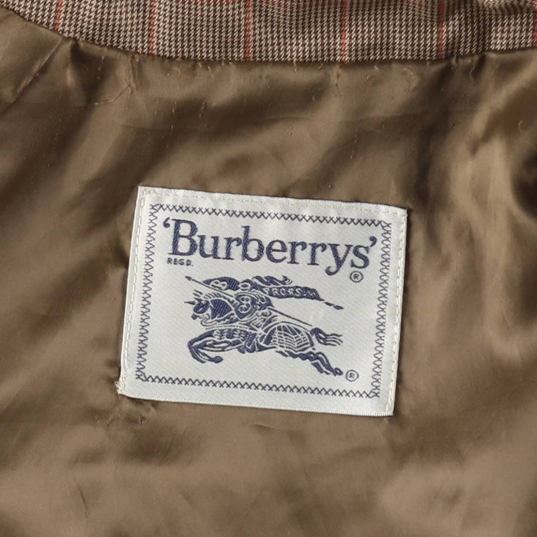 Burberry's check pattern houndstooth pattern trench coat/balmacaan coat, women's size L equivalent. polyester beige type brown Vintage Second Hand