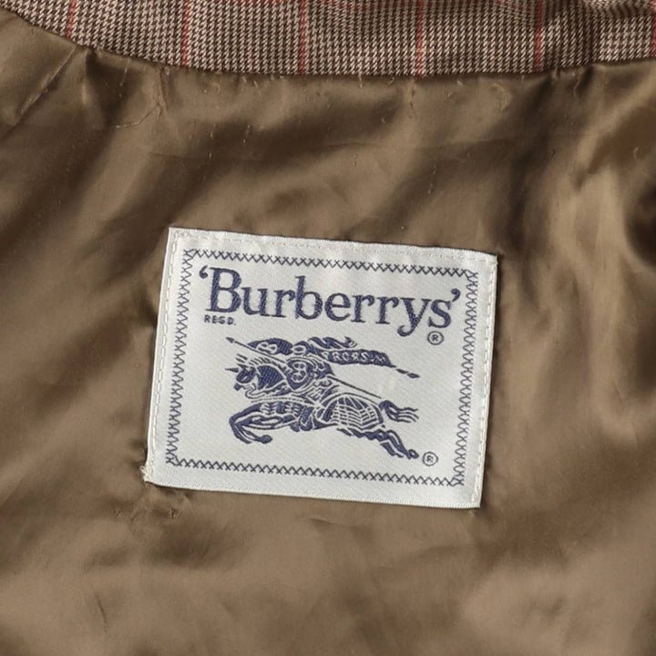 Burberry's check pattern houndstooth pattern trench coat/balmacaan coat, women's size L equivalent. polyester beige type brown Vintage Second Hand