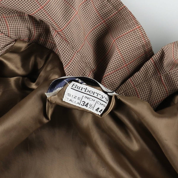 Burberry's check pattern houndstooth pattern trench coat/balmacaan coat, women's size L equivalent. polyester beige type brown Vintage Second Hand