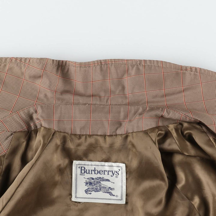 Burberry's check pattern houndstooth pattern trench coat/balmacaan coat, women's size L equivalent. polyester beige type brown Vintage Second Hand