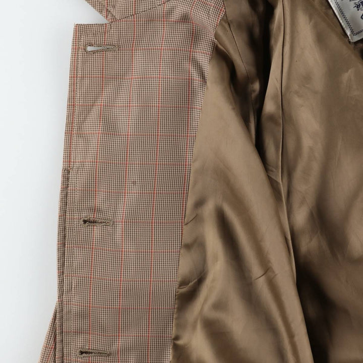 Burberry's check pattern houndstooth pattern trench coat/balmacaan coat, women's size L equivalent. polyester beige type brown Vintage Second Hand