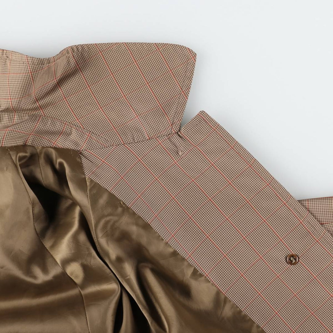 Burberry's check pattern houndstooth pattern trench coat/balmacaan coat, women's size L equivalent. polyester beige type brown Vintage Second Hand