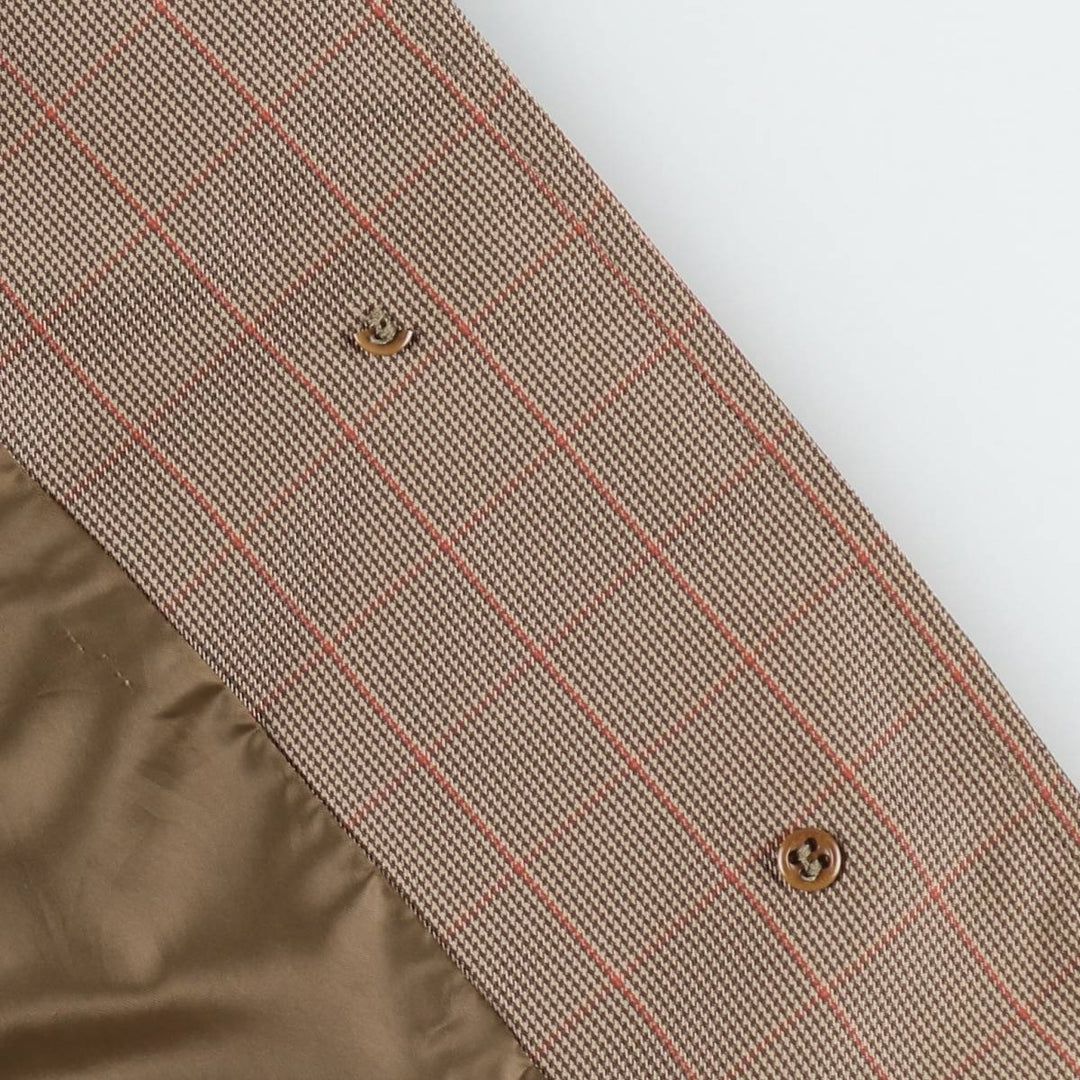 Burberry's check pattern houndstooth pattern trench coat/balmacaan coat, women's size L equivalent. polyester beige type brown Vintage Second Hand