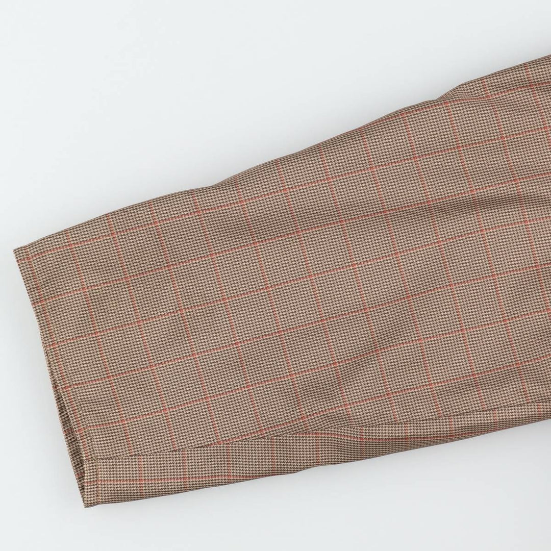 Burberry's check pattern houndstooth pattern trench coat/balmacaan coat, women's size L equivalent. polyester beige type brown Vintage Second Hand
