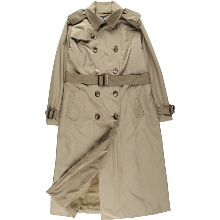 London Fog trench coat, women's size L polyester Khaki type beige Vintage Second Hand