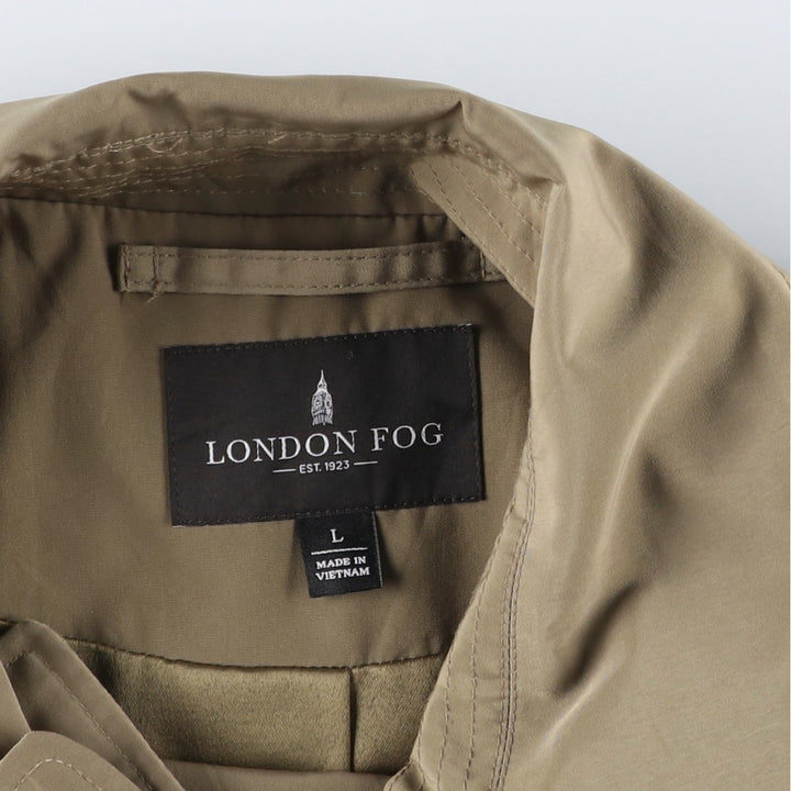 London Fog trench coat, women's size L polyester Khaki type beige Vintage Second Hand