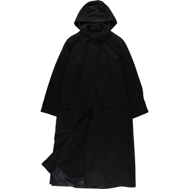 London Fog hooded stand-collar coat/balmacaan coat, women's size M (approx.) unclear black type Vintage Second Hand