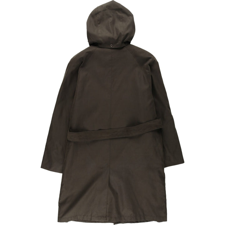 London Fog hooded stand-collar coat/balmacaan coat, women's size M (approx.) polyester Khaki type Vintage Second Hand