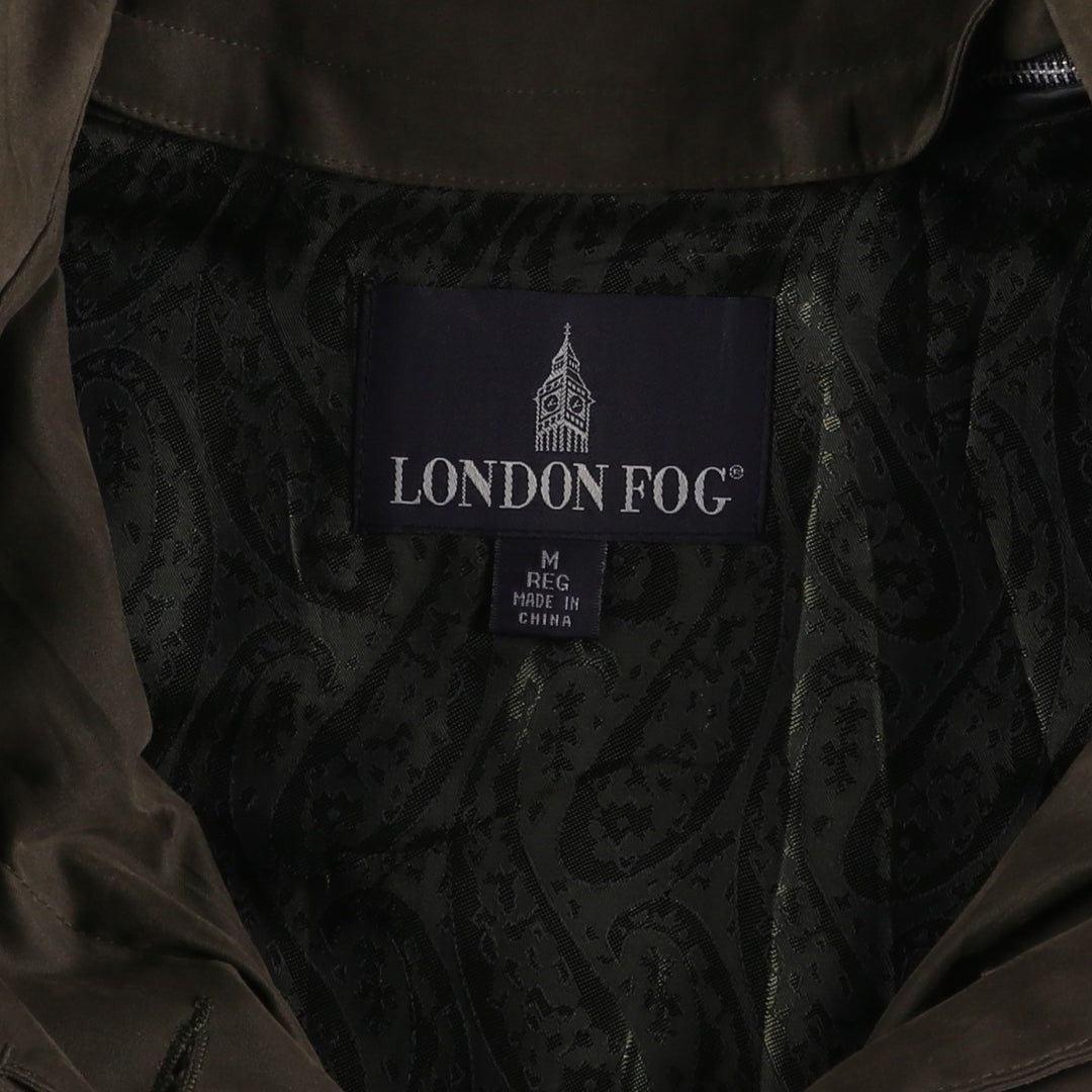 London Fog hooded stand-collar coat/balmacaan coat, women's size M (approx.) polyester Khaki type Vintage Second Hand