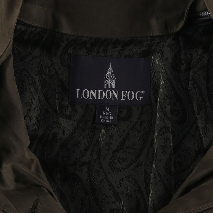 London Fog hooded stand-collar coat/balmacaan coat, women's size M (approx.) polyester Khaki type Vintage Second Hand