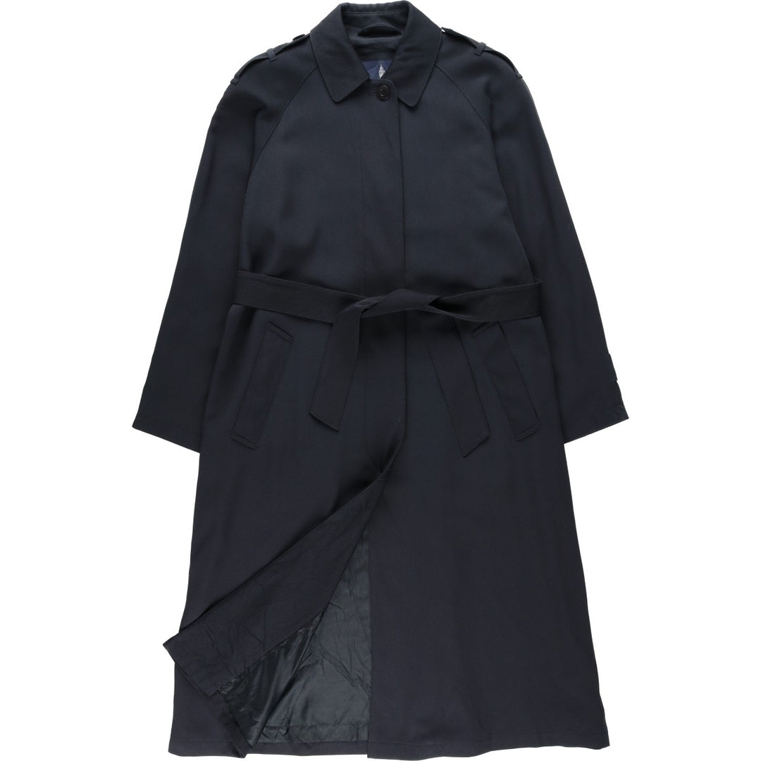 London Fog trench coat, women's size L polyester navy blue type Vintage Second Hand