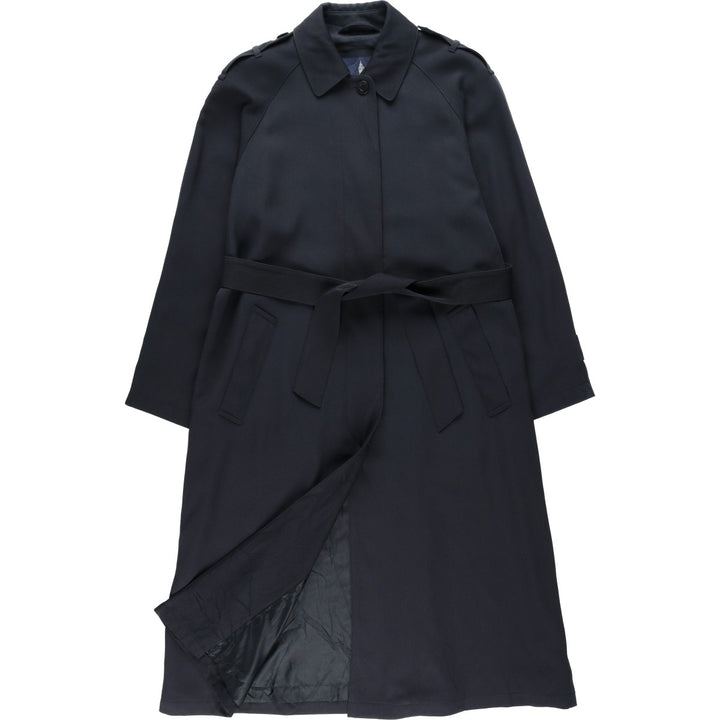 London Fog trench coat, women's size L polyester navy blue type Vintage Second Hand