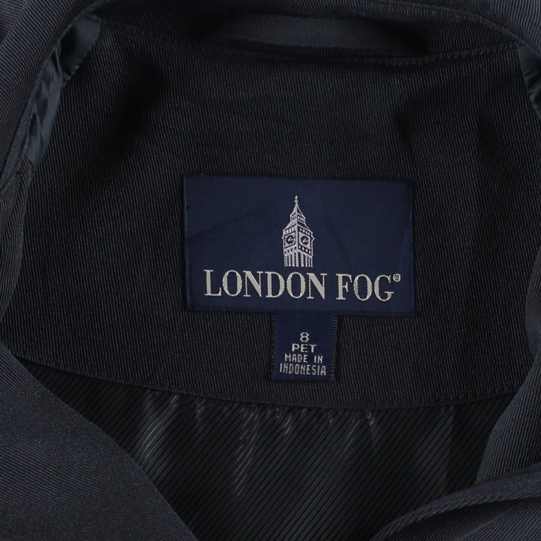 London Fog trench coat, women's size L polyester navy blue type Vintage Second Hand