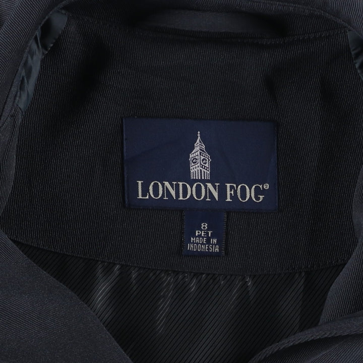 London Fog trench coat, women's size L polyester navy blue type Vintage Second Hand
