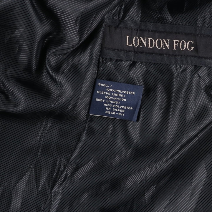 London Fog trench coat, women's size L polyester navy blue type Vintage Second Hand