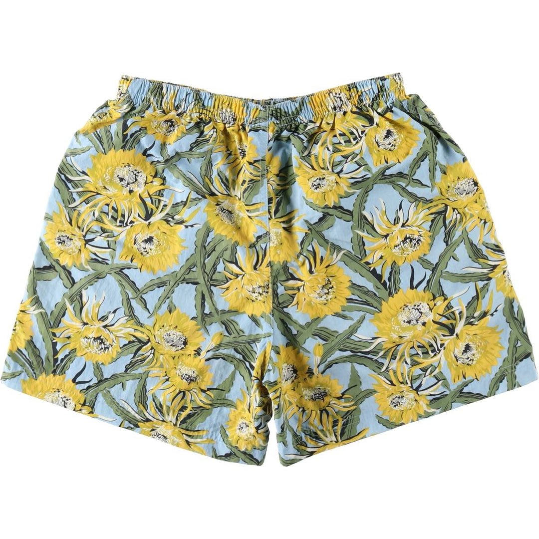 2000'S Patagonia Baggies Shorts 56984SP00, all-over floral print nylon shorts, women's size M equivalent. Nylon Blue type light blue Vintage Second Hand