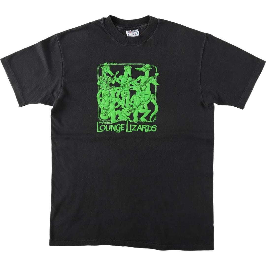 80'S Hanes THE AUSTIN LOUNGE LIZARDS Band T-shirt, Made in USA, Men's Size L (approx.), Vintage cotton black type Vintage Second Hand