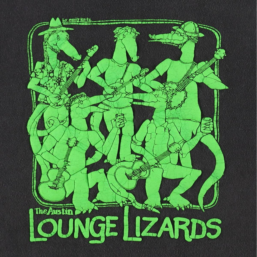 80'S Hanes THE AUSTIN LOUNGE LIZARDS Band T-shirt, Made in USA, Men's Size L (approx.), Vintage cotton black type Vintage Second Hand