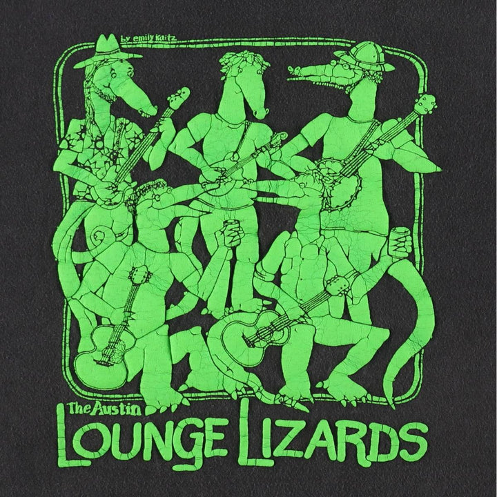 80'S Hanes THE AUSTIN LOUNGE LIZARDS Band T-shirt, Made in USA, Men's Size L (approx.), Vintage cotton black type Vintage Second Hand