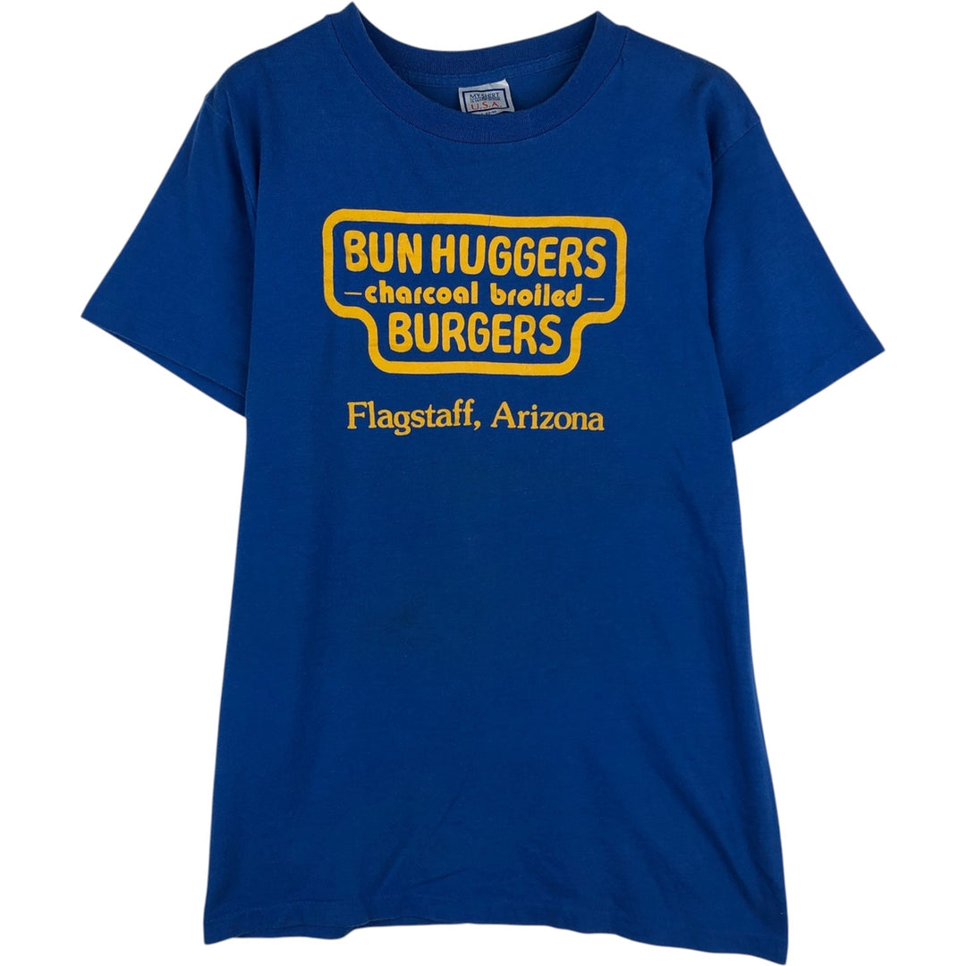80'S MY SHIRT BUN HUGGERS advertising T-shirt, Made in USA, Men's size L equivalent, Vintage cotton blue type Vintage Second Hand