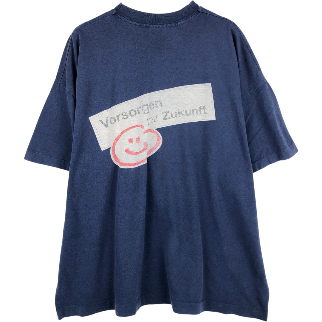 90'S Screen Stars Sparkasse Ulm Savings Bank Advertising T-Shirt, Men's XXL equivalent, Vintage cotton navy blue type Vintage Second Hand