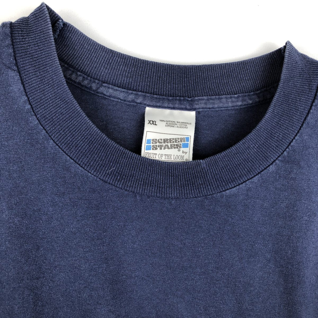 90'S Screen Stars Sparkasse Ulm Savings Bank Advertising T-Shirt, Men's XXL equivalent, Vintage cotton navy blue type Vintage Second Hand
