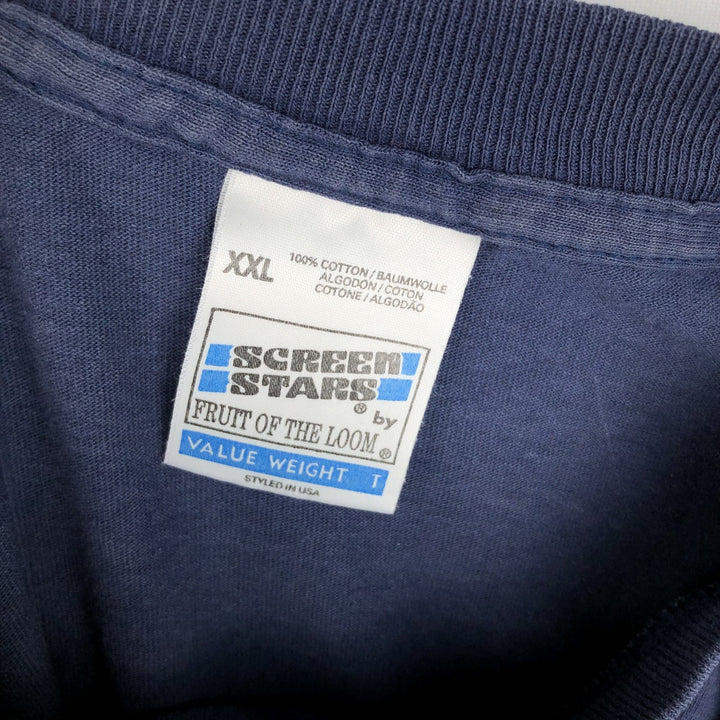 90'S Screen Stars Sparkasse Ulm Savings Bank Advertising T-Shirt, Men's XXL equivalent, Vintage cotton navy blue type Vintage Second Hand