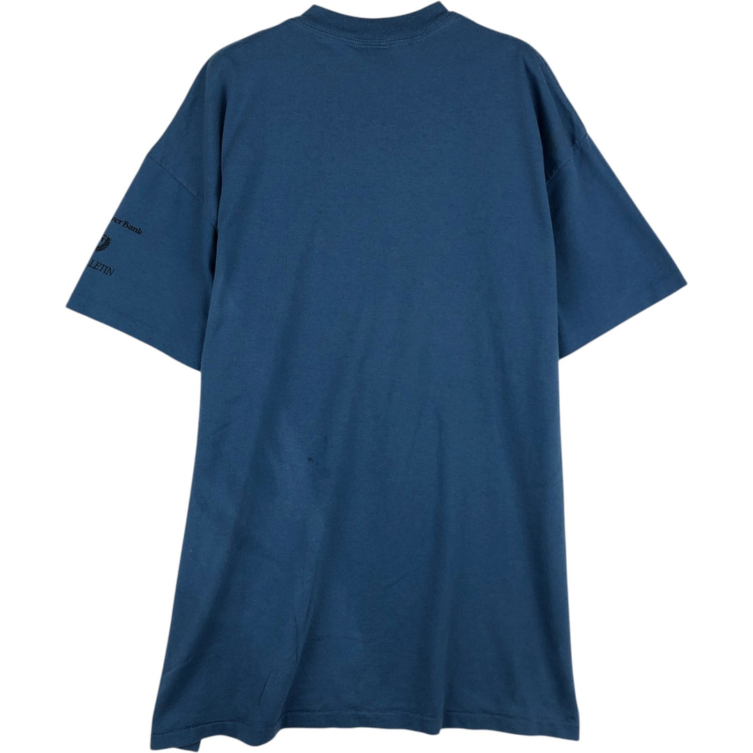 90'S ONEITA BAKER BOYER BANK Advertising T-Shirt, Men's XL equivalent, Vintage cotton blue type Vintage Second Hand