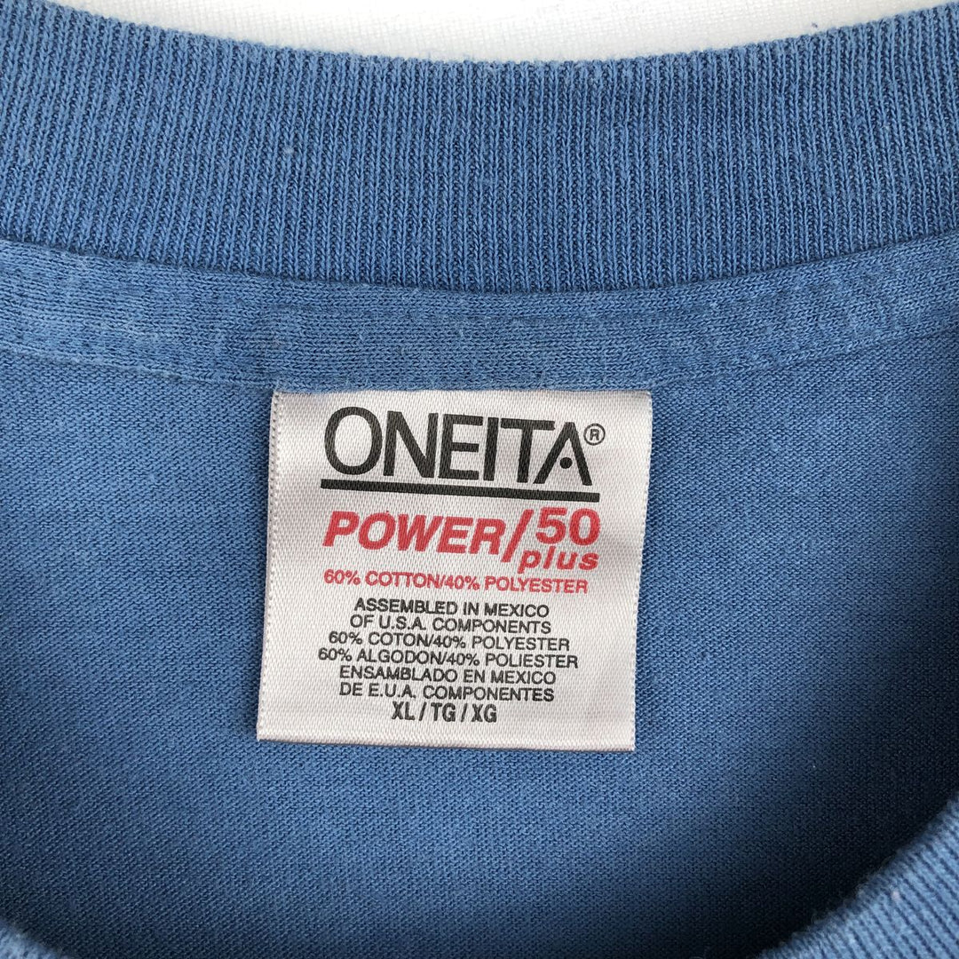 90'S ONEITA BAKER BOYER BANK Advertising T-Shirt, Men's XL equivalent, Vintage cotton blue type Vintage Second Hand