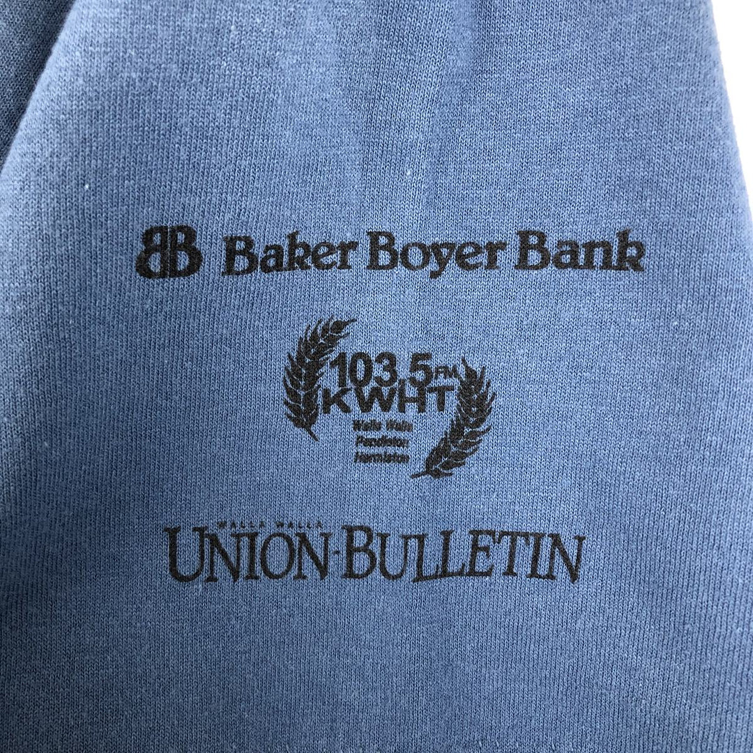 90'S ONEITA BAKER BOYER BANK Advertising T-Shirt, Men's XL equivalent, Vintage cotton blue type Vintage Second Hand
