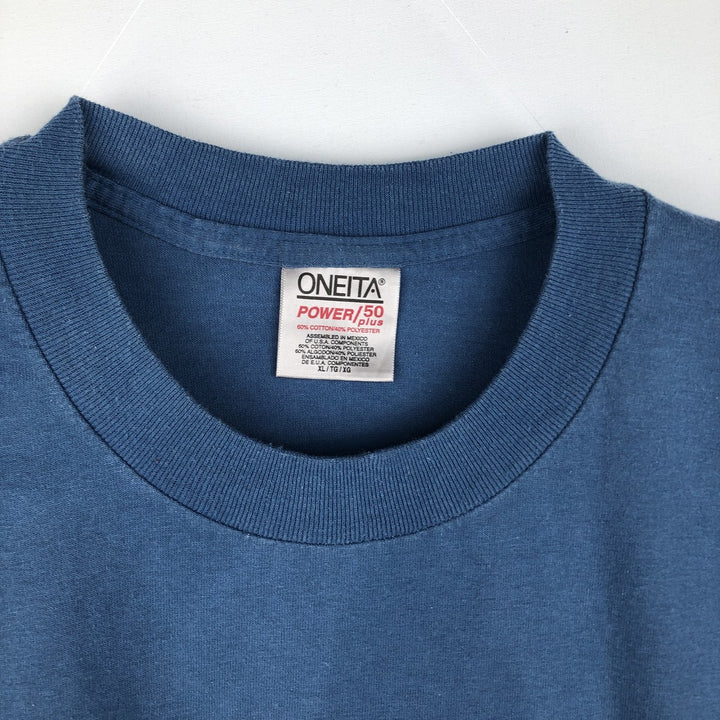 90'S ONEITA BAKER BOYER BANK Advertising T-Shirt, Men's XL equivalent, Vintage cotton blue type Vintage Second Hand
