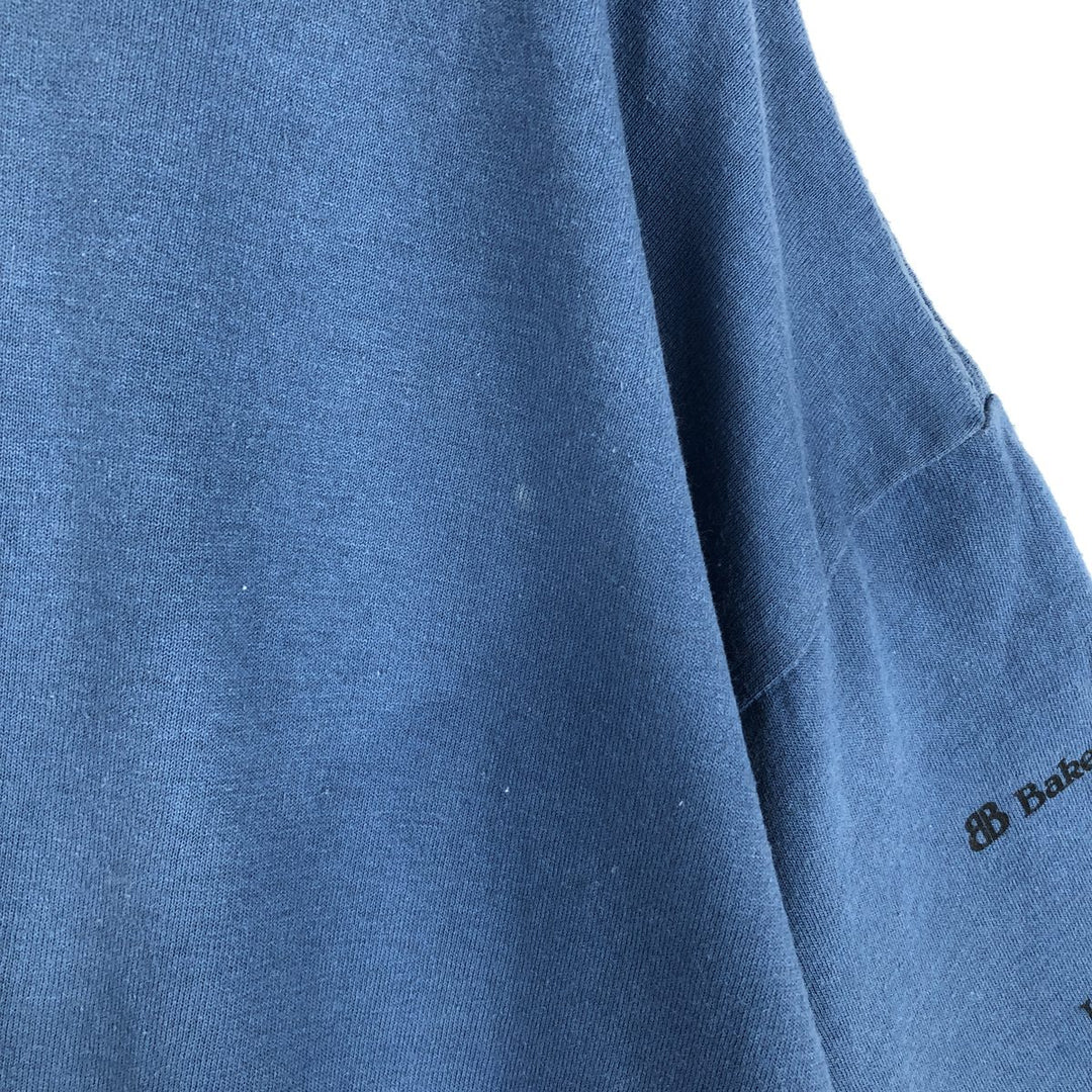 90'S ONEITA BAKER BOYER BANK Advertising T-Shirt, Men's XL equivalent, Vintage cotton blue type Vintage Second Hand
