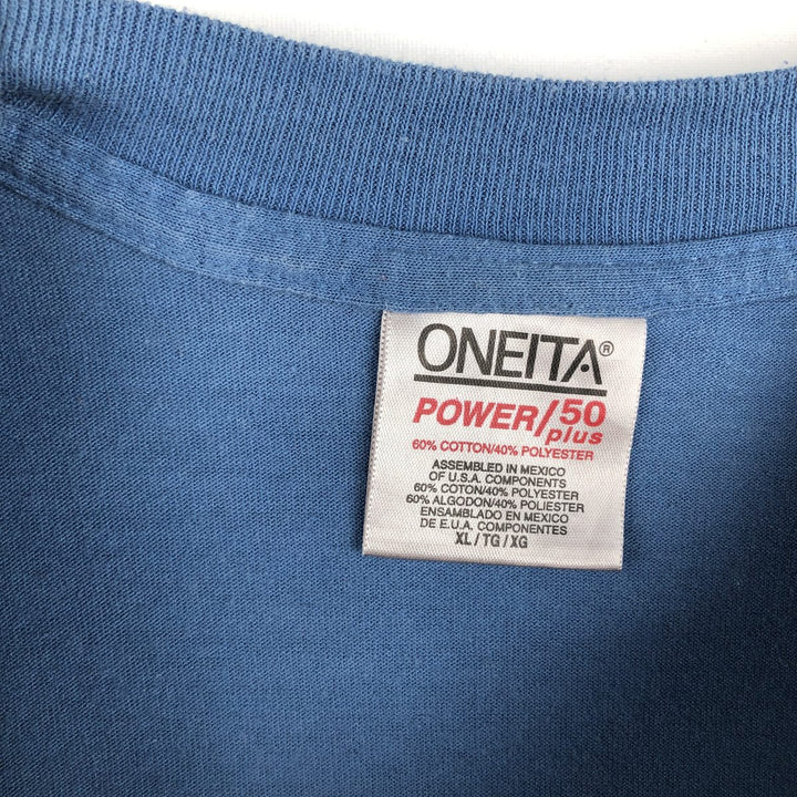 90'S ONEITA BAKER BOYER BANK Advertising T-Shirt, Men's XL equivalent, Vintage cotton blue type Vintage Second Hand