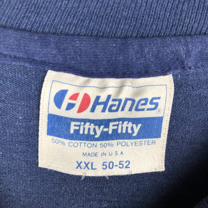 1980'S Hanes LUBE LAB INC Advertising T-Shirt, Made in USA, Men's XXL equivalent, Vintage cotton navy blue type Vintage Second Hand
