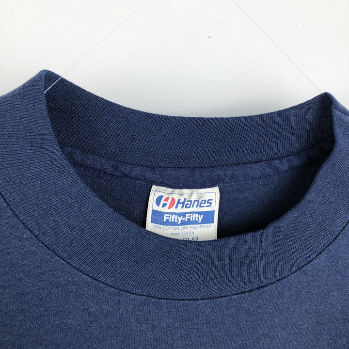 1980'S Hanes LUBE LAB INC Advertising T-Shirt, Made in USA, Men's XXL equivalent, Vintage cotton navy blue type Vintage Second Hand