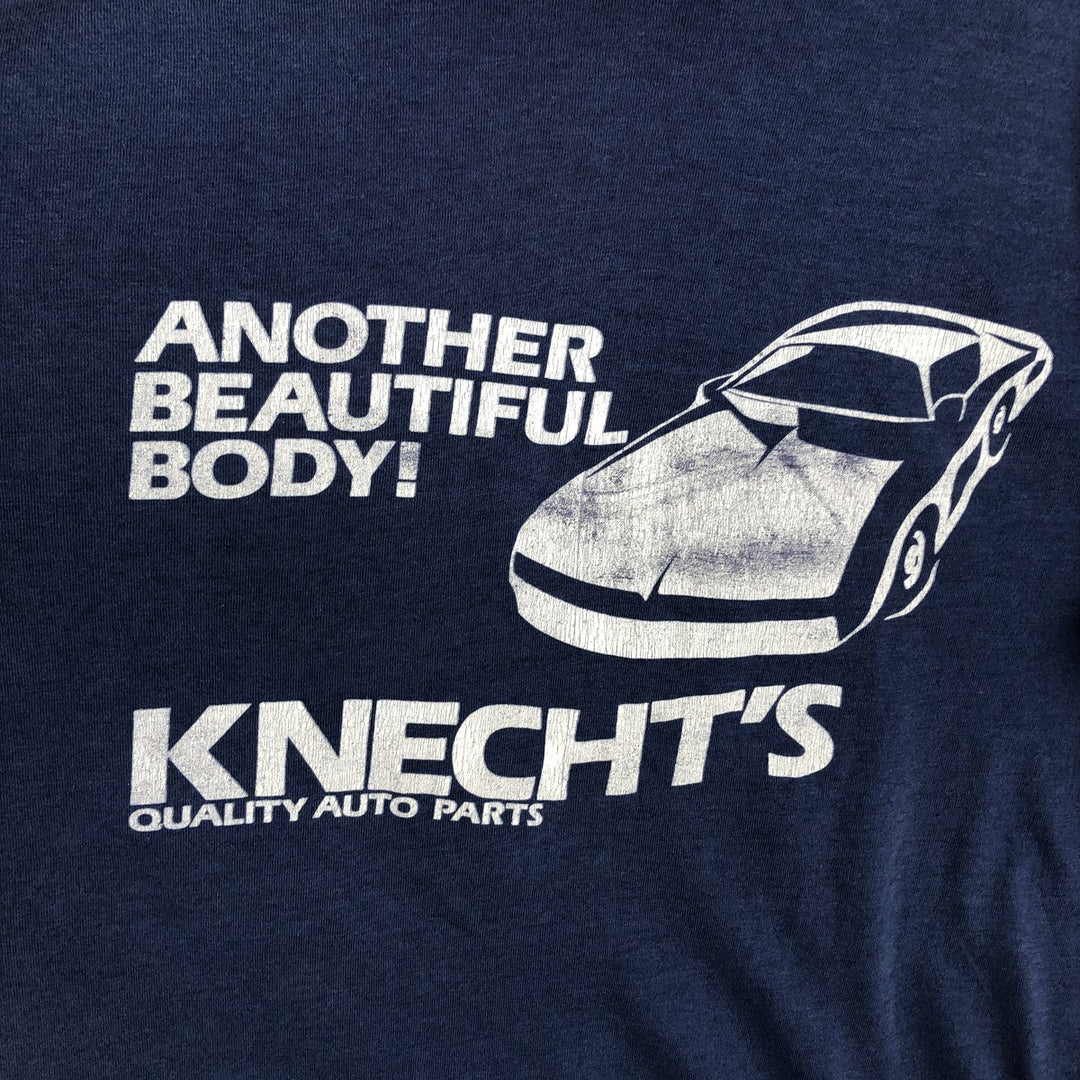 1980'S Hanes Knecht's Quality Auto Parts Advertising T-Shirt, Men's Size XL (approx.), Vintage cotton navy blue type Vintage Second Hand