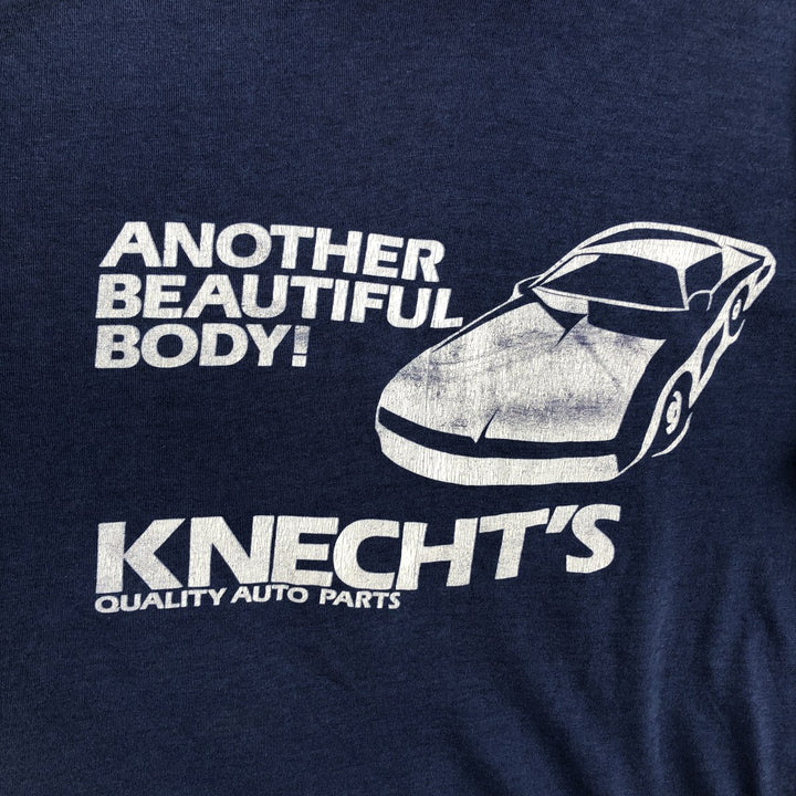 1980'S Hanes Knecht's Quality Auto Parts Advertising T-Shirt, Men's Size XL (approx.), Vintage cotton navy blue type Vintage Second Hand