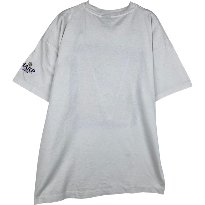 90'S Screen Stars Harp Lager Advertising T-Shirt, Men's XL equivalent, Vintage cotton white type Vintage Second Hand