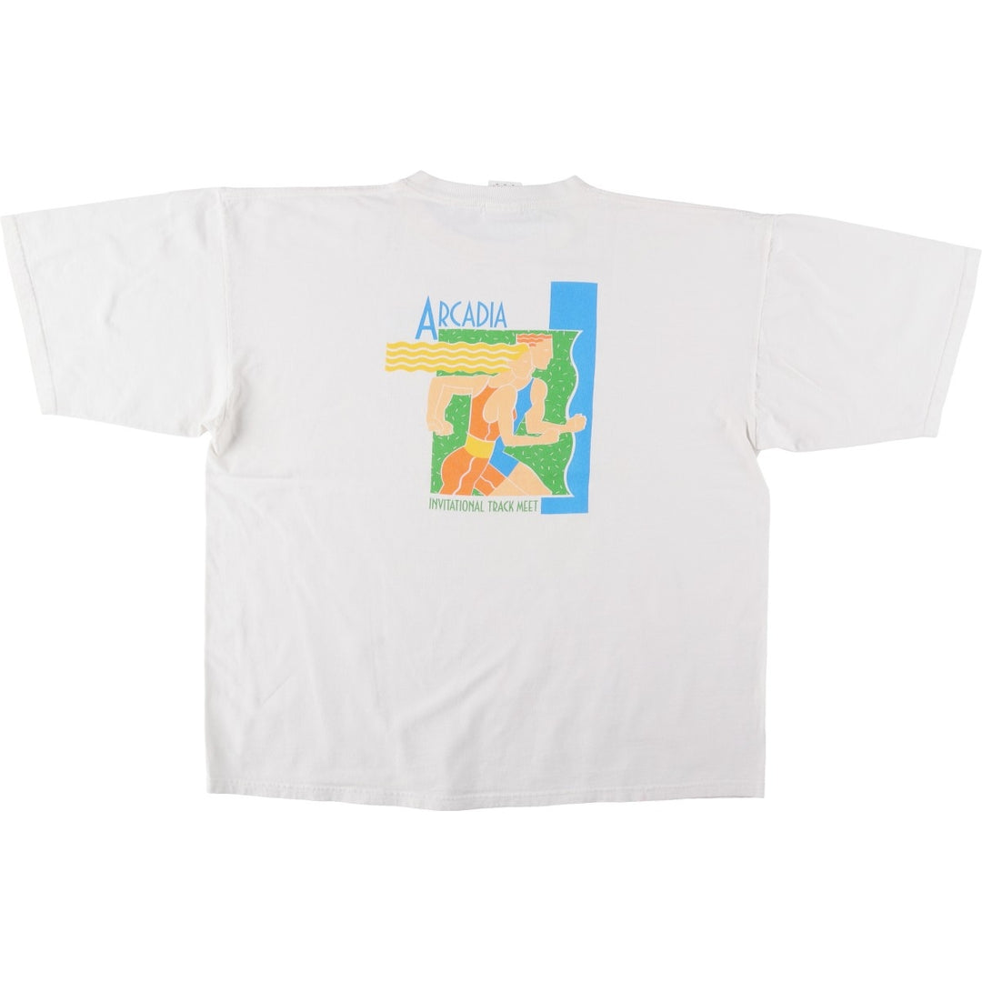 ~2000'S Adidas sports print T-shirt, men's size XL. cotton white type Vintage Second Hand