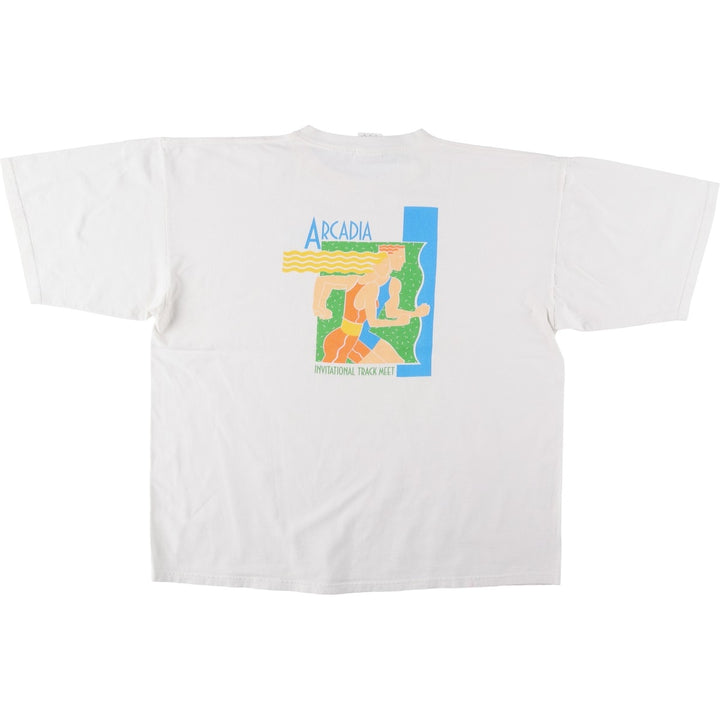 ~2000'S Adidas sports print T-shirt, men's size XL. cotton white type Vintage Second Hand