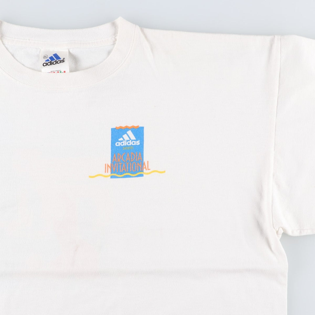 ~2000'S Adidas sports print T-shirt, men's size XL. cotton white type Vintage Second Hand
