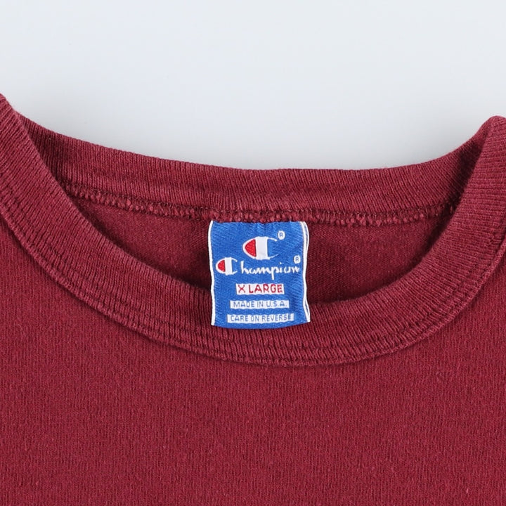 90'S Champion Logo Print T-Shirt Made in USA Men's XL Vintage cotton wine-red Vintage Second Hand