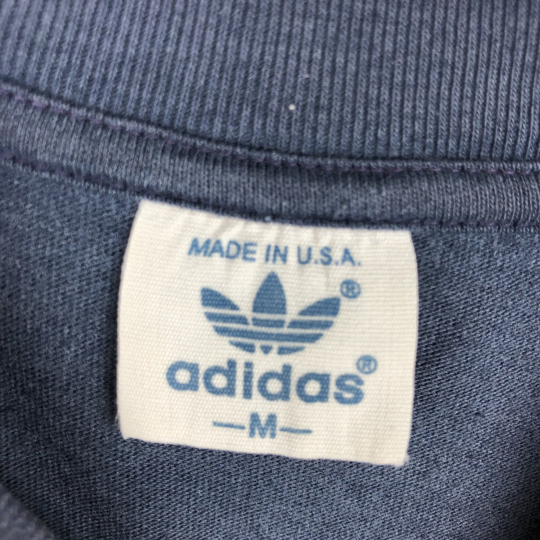 80'S Adidas Trefoil Logo Print T-Shirt, Made in USA, Men's Size M (approx.), Vintage polyester navy blue type Vintage Second Hand