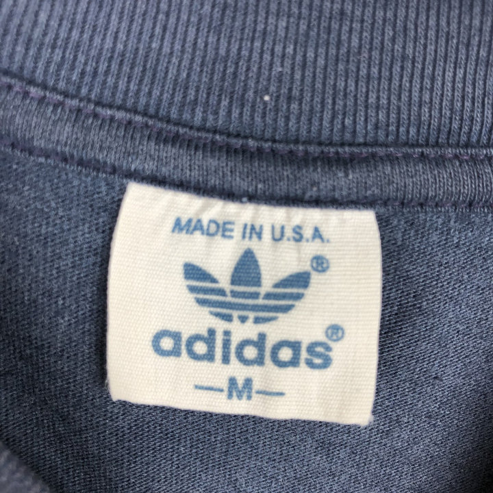 80'S Adidas Trefoil Logo Print T-Shirt, Made in USA, Men's Size M (approx.), Vintage polyester navy blue type Vintage Second Hand
