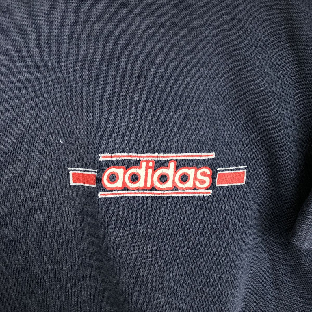 80'S Adidas Trefoil Logo Print T-Shirt, Made in USA, Men's Size M (approx.), Vintage polyester navy blue type Vintage Second Hand