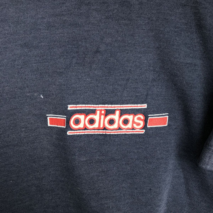 80'S Adidas Trefoil Logo Print T-Shirt, Made in USA, Men's Size M (approx.), Vintage polyester navy blue type Vintage Second Hand