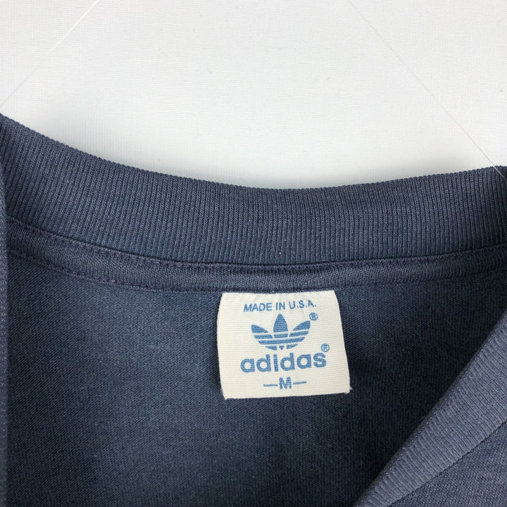 80'S Adidas Trefoil Logo Print T-Shirt, Made in USA, Men's Size M (approx.), Vintage polyester navy blue type Vintage Second Hand
