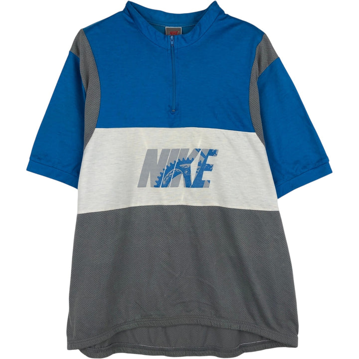 90'S Nike Silver Tag Mesh Logo Print T-Shirt Cycling Shirt Men's XL (approx.) Vintage polyester Blue type light blue Vintage Second Hand