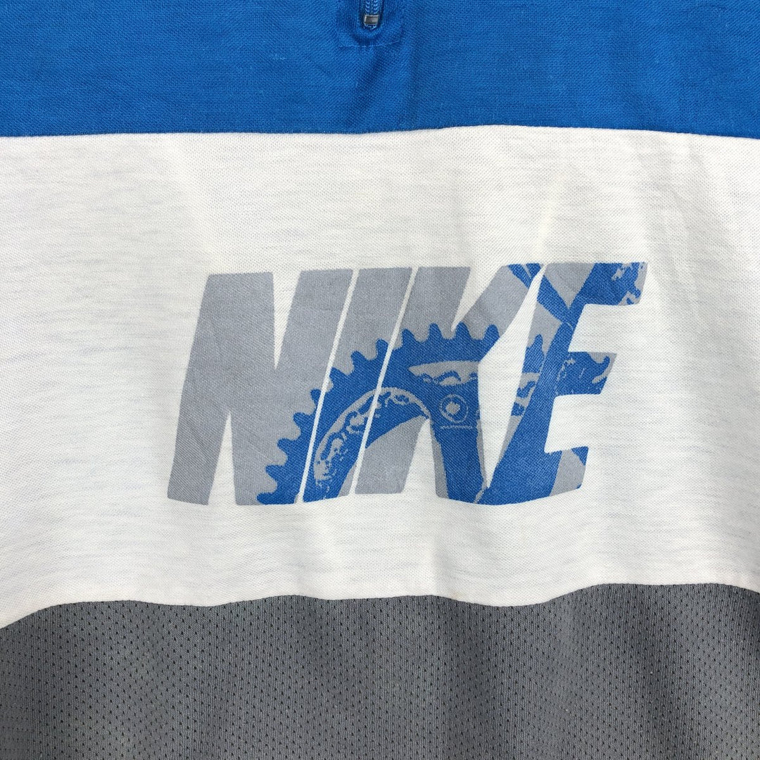 90'S Nike Silver Tag Mesh Logo Print T-Shirt Cycling Shirt Men's XL (approx.) Vintage polyester Blue type light blue Vintage Second Hand