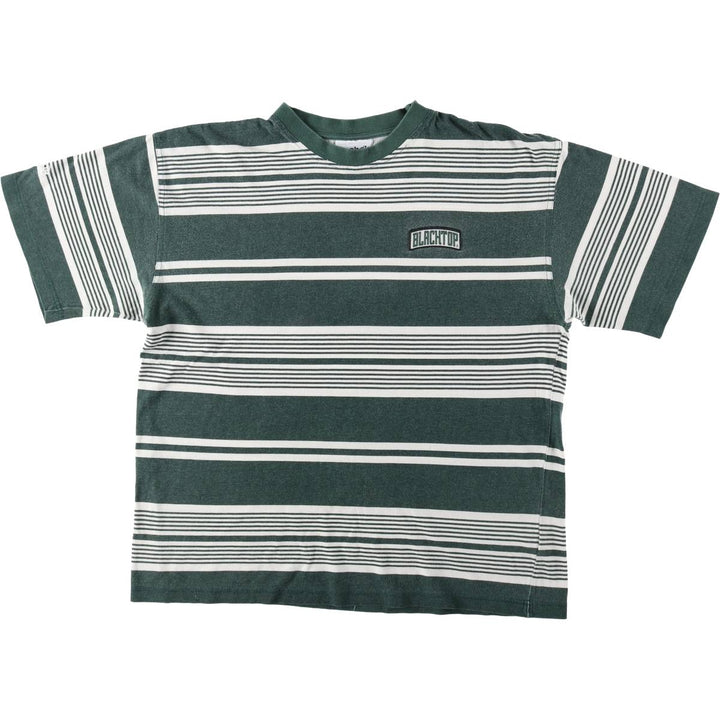 90'S Reebok Multi-Striped Logo T-Shirt, Men's Size XL (Equivalent), Vintage cotton green type Vintage Second Hand